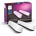 Philips Hue White and Color Ambiance Lampada da Tavolo LED Smart Play, Kit Base con Alimentatore Incluso, 2 pezzi, Bianco