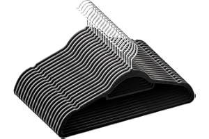 ‎GRANDMA SHARK GRANDMA SHARK Kleiderbügel, Beflockung aus Samt mit 2 rutschfesten Kerben, Krawatten-Organizer und 360-Grad-Haken, platzsparender Kleiderbügel für Schultergurte, Mäntel, Jacken und Anzüge (Schwarz,