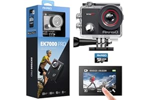 AKASO EK7000 Pro Action Cam 4K 20MP WiFi con scheda di memoria microSDXC da 128 GB, Fotocamera Subacquea 40M, Impermeabile Videocamera EIS Stabilizzazione con Touch Screen