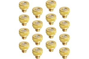 Ohamtes 16 Pieces Orifice Diameter 0.8mm (0.031") G3/16 (10-24 UNC) Male Thread Brass Spray Nozzles, Low Pressure Atomizers, Micro-Mist Sprinklers