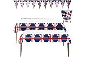 ZWZNBL 2 tovaglie rettangolari a tema Union Jack, impermeabili e durevoli, per la celebrazione del giubileo di platino della regina, decorazioni per feste, festival, con uno striscione a tema Union