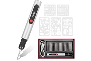 MEKOTRIN Electric Engraving Pen Kit - Mini Engraving Tool Rechargeable Engraver Machine with Templates, Professional Portable DIY Cordless Rotary Tool for Wood Glass Metal Stone Plastic Jewelry