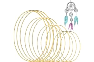 Yuragim Metallringe 12 Stück 4 Größen Metallringe zum Basteln Gold Metallring Stern Gold Kranz Ringe Makramee Hoops Ringe Basteln für Traumfänger Hochzeitskranz Dekor DIY Floral Hoop Hochzeit Dekor