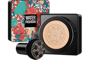 WWQQYY Air Cushion CC Cream Flawless Colour Changing Foundation Makeup Base BB Cream Warm Skin Tone Nude Face Moisturizing Full Cover Concealer Long-Lasting, (Mushroom Shape) Puff (Natural)