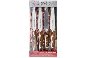 3 CLAVELES cuchillos chuleteros, Madera, 11,5 cm