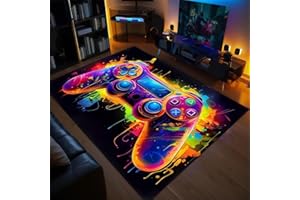 PEIHUODAN Gaming-Teppich Für Jugendzimmer Jungen Kinder, Coole Gamer Teppiche Mit Gamepads Pc Controller Motiv Design, Rutschfeste Teppich Für Kinderzimmer, Dekoration Für Gaming-Zimmer (Colour 6,120x160cm)