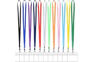 ROSSHINE 12pcs Lanyards for Neck with 12pcs Card Holder, Clear Plastic ID Card Holder and 12 Colors Lanyard, Horizontal Sealable Waterproof Name Badge Holders with Lanyard for ID Cards Office School