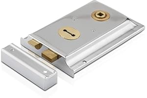 XFORT 6 "x 4" Cromo Lucido Rim Sashlock, serratura per porte con chiavistello, resistente alla corrosione ideale per cancelli o porte esterne,perfetto per tenere al sicuro bambini e animali domestici