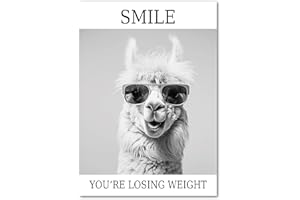 LAVEMA Badezimmer Deko Bilder - Poster DIN A4 ohne Rahmen - lustige Wanddeko - schwarz weiß Wandbilder - WC Deko - Lama mit Sonnenbrille