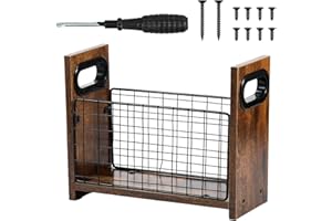 NIHUIFDPY Magazine Rack Metal & Wood Magazine File Holder Rustic Newspaper Basket Space Saving Mail Organizer Folder Organiser Bin for Magazines Books Newspapers Tablets in Living Room Home Office