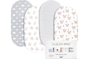 GLLQUEN BABY Lot de 4 draps-housses pour lit de bébé - Protège-matelas pour parc, drap-housse pour berceau et couffin certifié Oeko-tex100 - Housse de matelas pour nouveau-né