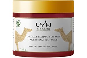 LY'N MOROCCO- Gommage Pieds Exfoliant à la base de Bosse de Chameau et Sel marin - 200 Gr - Peeling Pied - Exfoliant Bio Soin des Pieds - traite la callosité et fissures des pied secs, hydrate les pi