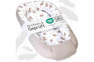 balelu Babynest für Neugeborene, Baby Nestchen – Oeko-TEX Zertifiziert, 100% Baumwolle, maschinenwaschbar –Tragbares Babynest für zuhause & unterwegs, sicher & gemütlich – 100x58x12 cm, Beige