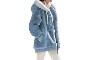 LANSKIRT Femme Veste Polaire Manteau Manches Longues Veste Hooded Sweatshirt Veste Chic Hiver Manteau Doublé Polaire Grande Taille Pas Cher Femme Manteau Sports et Loisirs