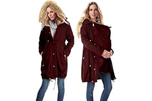 BlzzWo Tragejacke für Mama und Baby,Umstandsjacke mit Babyeinsatz,Umstands 3 In 1 Winter Knielanger Schwangerschaftsjacke mit Babyeinsatz Umstandsmantel Winterjacke Schwangerschaft Jackenerweiterung