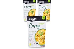 ‎LOTAO LOTAO Veggie Curry Set 3x320g | Vegane Fertigsauce Curry mit Jackfruit als veganer Fleischersatz | Vegane Lebensmittel in Bio Qualität | Lange haltbare Fertiggerichte für Mikrowelle