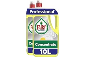 Fairy Professional Detersivo Piatti a Mano, Limone, 10 L (2 x 5000 ml), Maxi Formato, Scioglie il Grasso Facilmente