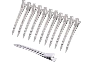 ACEHOME 3.5 Inches Duck Bill Hair Clips Metal Alligator Curl Clips Sectioning Clips with Holes, Crocodile Clips Hair Styling Clips for Salon and Women Girls Accessories (12PCS)