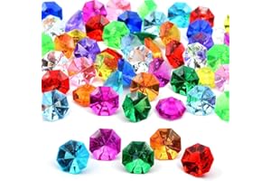 CMUYKIBU Diamantes acrílicos, piedras decorativas de diamantes de cristal transparente de colores para jarrones, decoración de mesa, recuerdos de boda (80 piezas, 20 mm)