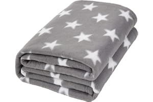 Dreamscene Stelle in pile di flanella copriletto caldo morbido peluche per divano per bambini, Grigio argento, 120 x 150 cm