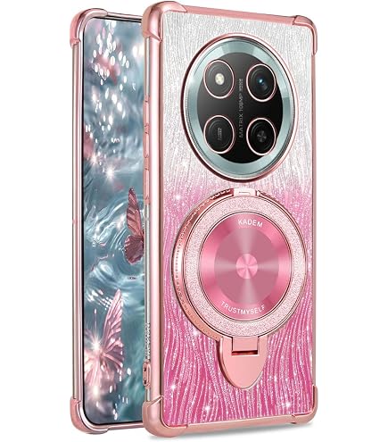 Glitzer-Hülle Für Honor Magic 7 Pro – Transparent, Stoßfest, Mit Diamant-Design Und Austauschbarer Glitzer-Karte, Rosa