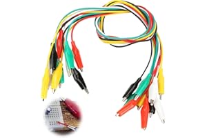 Huybaa Cavi con pinza a Coccodrillo per Test, 10 Pezzi Cavi di misurazione da 50 cm, Cavi a filo con Morsetti, Cavi di Prova e Morsetti, Puntali con Morsetti a Coccodrillo Set Cavo Test Isolato Clip