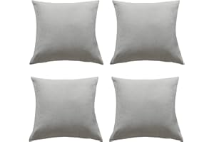 MINGPINHUIUS Outdoor Waterproof Cushion Cover, Pack of 4 Throw Pillow Covers Waterproof Garden Cushion Case Linen Square Pillow Cases for Patio Tent Balcony Couch Sofa, 18"x18"(45x45cm) - Grey