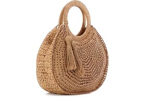 EVEOUT Pochette en Paille Pour Femmes, Sac à Main Tressé Pour l'Été, Mariage, Plage, Vacances