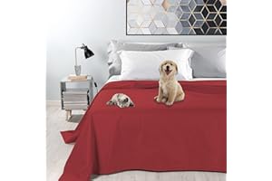 Byour3 - Colcha Impermeable De Algodón Mixto para Cama De Matrimonio Tela Decorativa Antimanchas Lavable Resistente Manta Antipelo Animales Gatos Perros Arañazos (Rojo Rubí, 230 x 300 - Cama 135)