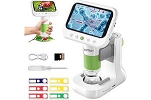 OUTACT Digital Microscope for Kids 1000X, 4.3" HD Screen Portable Handheld Microscope With 8 LED Lights & SD Card for Photo/Vedio, Stem Educational Science Kit Toys for 3-12 Age Years Old Boys Girls