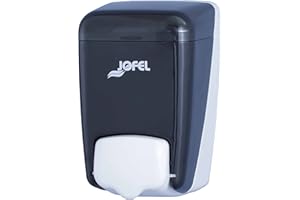 Jofel - Dosificador de Jabón para Pared, Rellenable con Jabón Líquido con Capacidad de 0.4L, Dispensador Jabón Baño, Carcasa ABS, Azur AC84000, SAN Fumé
