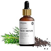 Sirona 2% Salicylic Acid Face Serum for Acne & Blackheads & Open Pores - 30 ml | Reduces Excess Oil & Bumpy Texture | with Tee Tree Oil, Hyaluronic Acid and Vitamin E