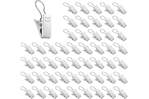 XDGBGFN Silber Edelstahl Gardinen Klammern Clips Haken Multifunktions Vorhang Clips für Seilspanngarnituren, Vorhänge,Duschvorhang (50)