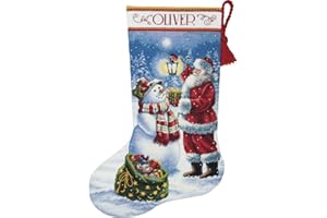 Dimensions Calcetín de la colección Counted Gold: Holiday Glow, Aida, Blanco, 20.3 x 14.4 x 1.4 cm