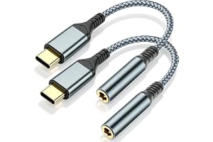 USB-C till 3,5 mm hörlursuttag, typ C till 3,5 mm hörlurar AUX-ljudadapter, kompatibel med iPhone 16/15 Pro/Pro Max, Samsung Galaxy, iPad Pro, Xiaomi och andra typ C-enheter (2 stycken)
