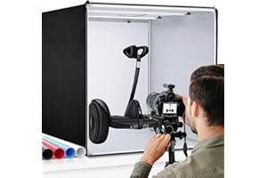 SEDGEWIN Photobox Fotostudio, 80x80x80 cm Tragbares faltbares Fotolichtbox Lichtzelt mit 2 LED Beleuchtung Hoher CRI95 +,4 Hintergründe 1 Farbfilter Lichtwürfel für die Produktfotografie Fotostudio Set