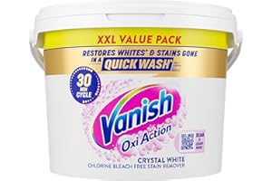 Vanish Stain Remover, Gold Oxi Action Powder, 2.4kg Value Pack, Restores Whites and Protects Laundry from Greying, Removes Stains, Odours Laundry Detergent Leave Behind, Bleach Free