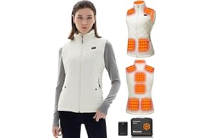 Hecusma Gilet Chauffant Femme avec Batterie incluse 16000mAh 7.4V, Veste Chauffante Femme Conception Sans Lumières, Gilet Chauffant Electrique pour de Plein Air Sports Hiver
