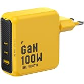 Aohi Youth 3 Portlu Şarj Adapt&ouml;r&uuml;, 100W GaN Hızlı Şarj İstasyonu, Sarı