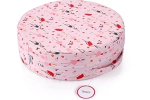 Zicac Sitzerhöhung Stuhl Kind Tragbar Cartoon Stuhlerhöhung Kind, Abnehmbar Waschbar Sitzkissen Kinder Stuhl für Essen, Klavier Spielen, Ausflug, Picknick, Reisen (Rosa)