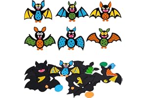 LAMEK 12 Pack Bat Craft Kits for Kids DIY Halloween Creative Set with Foam Stickers Hanging Decoration for Boys Girls Arts Crafts Halloween Party Supply