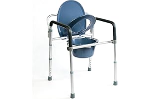 GOVITA Sedia Da Comodo Comoda Wc In Alluminio 4 Funzioni In 1 Pieghevole Sgabello Doccia Bagno Per Aziani E Disabili, Rialzo Wc Water Supporto Per Water Sedile Per Doccia Per Anziani