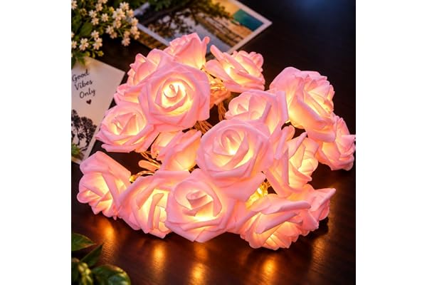 Gesto 10 Feet LED String Lights – 14 LED Pink Rose Fairy Lights for Decoration | 360° Warm Glow Decorative Diwali Lights for 