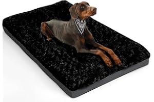 ALANMOND Hundebett Grosse Hunde, Hundekissen flauschig Hundematte mittelgroße Hunde, Waschbar Hundekorb wasserdicht rutschfeste, atmungsaktiv, Haustierbett Hundematratze Schwarz 91x58 cm