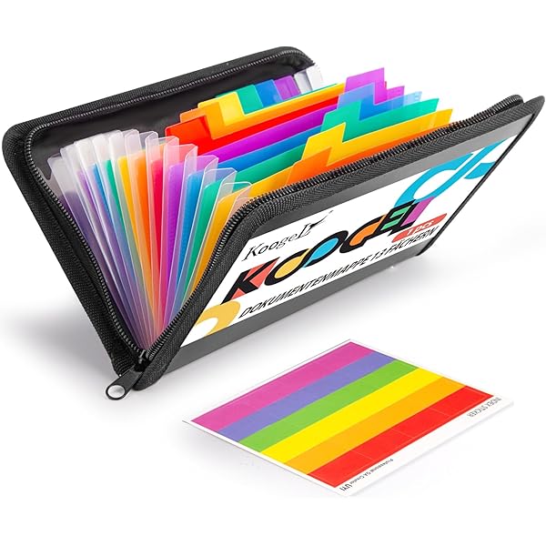 Trieur De Documents Avec Fermeture éclair - 13 Compartiments Colorés - 21x2x13 Cm - Parfait Pour Factures, Tickets Et Coupons