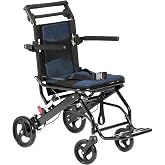 VEVOR Ultralight Aluminum Alloy Folding Transport Wheelchair for Adults with Folding Arms to Desk Length, Self-Locking Brake,