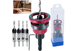 Kuvarix 6 tlg Holzbohrer mit Senker, Bohrsenker mit Tiefenanschlag aus HSS-M2, mit 1/4"" Hex Schaft, Bohrer mit Senker Set für Präzise Bohrungen Bohrsenker Holzverarbeitung