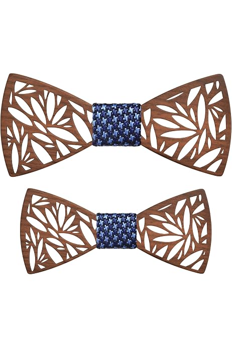 2 Nœuds Papillon En Bois - Adulte Et Enfant - Cadeau Mariage Élégant