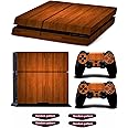 Oiokew Decal Skin for Ps4, Whole Body Vinyl Sticker Cover for Playstation 4 Console and Controller (Include 4pcs Light Bar Stickers) (PS4, Brown)