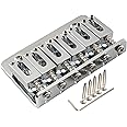 Musiclily 65mm Metal Fixed Hardtail Saddle Top Load Guitar Bridge for 6 String Fender Strat Tele Electric Guitar,Chrome
